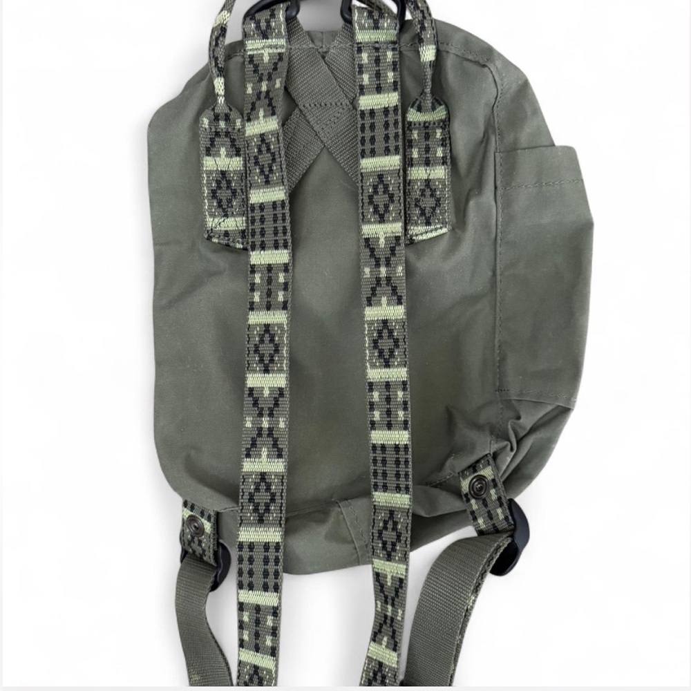 Fjallraven Mini Kånken Backpack in Olive Green Aztec Geometric Pattern Unisex - Picture 3 of 7